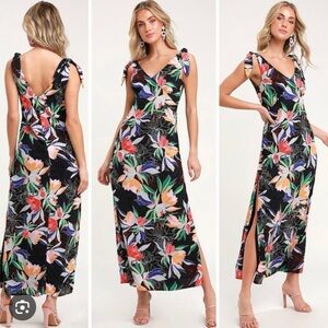 Lulu’s, black floral maxi dress, NWT